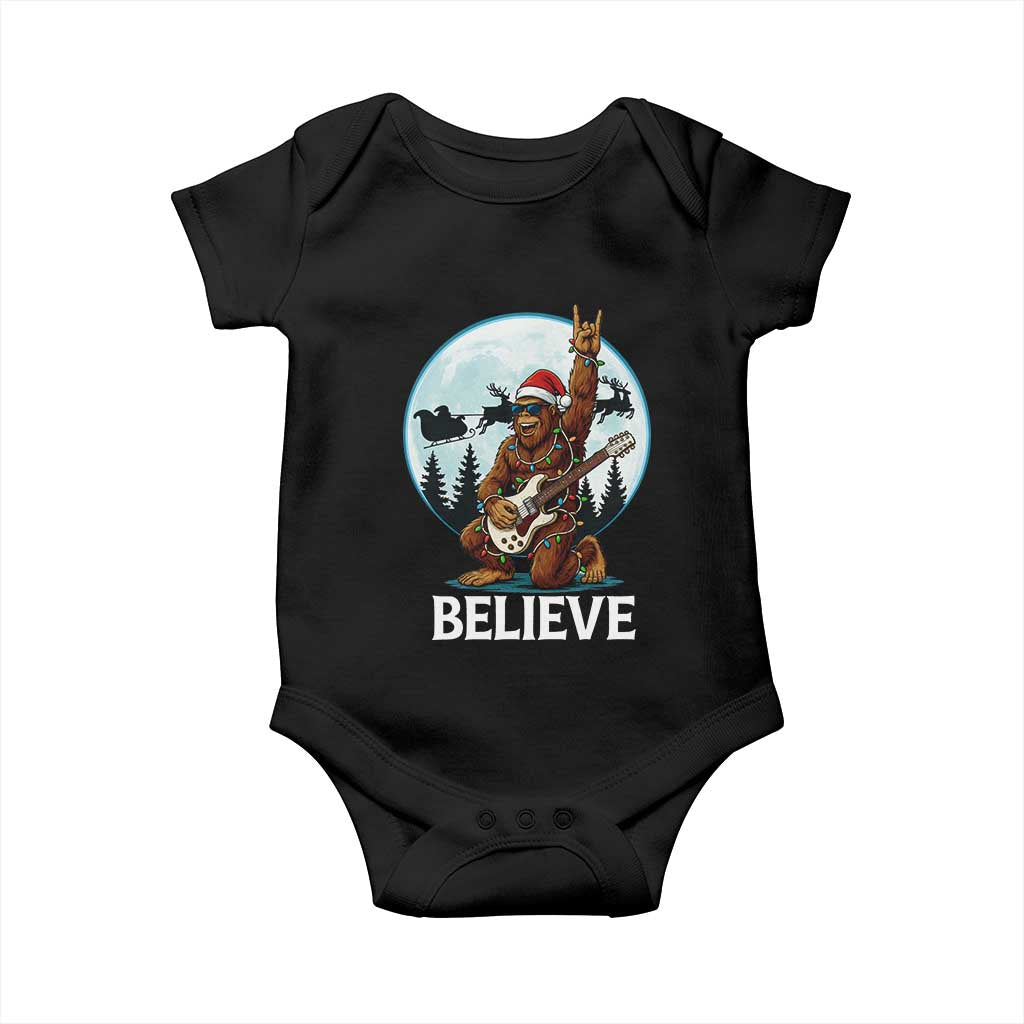 Christmas Bigfoot Baby Onesie Believe Funny Santa Rock N Roll - Wonder Print Shop