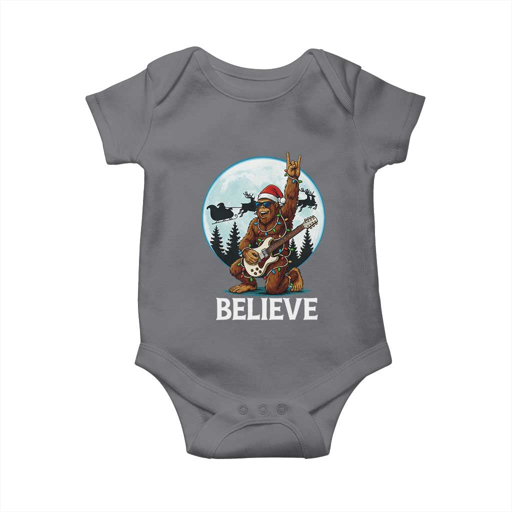 Christmas Bigfoot Baby Onesie Believe Funny Santa Rock N Roll - Wonder Print Shop