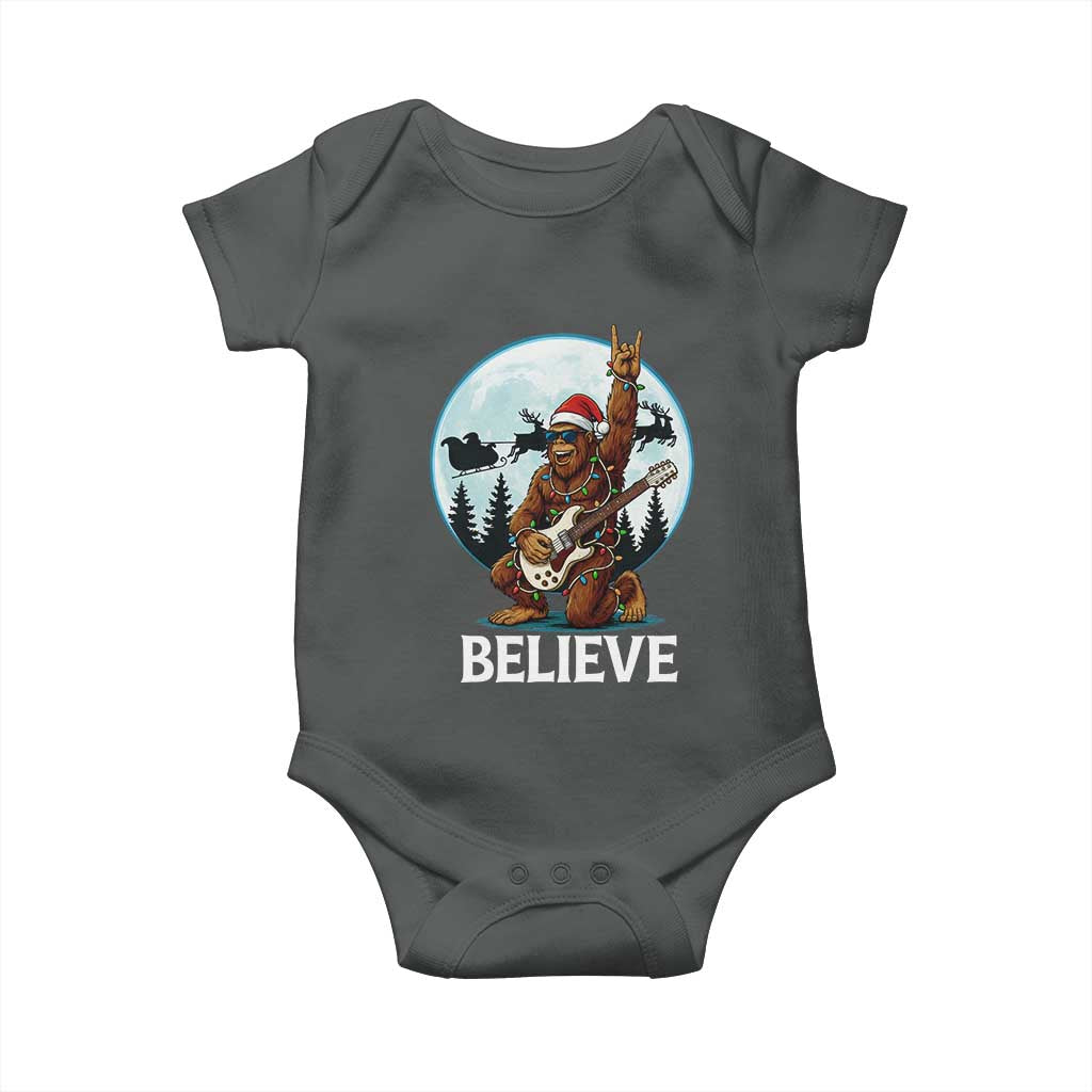 Christmas Bigfoot Baby Onesie Believe Funny Santa Rock N Roll - Wonder Print Shop