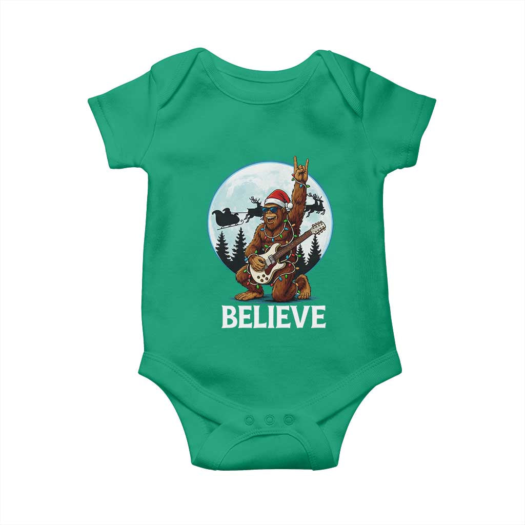 Christmas Bigfoot Baby Onesie Believe Funny Santa Rock N Roll - Wonder Print Shop