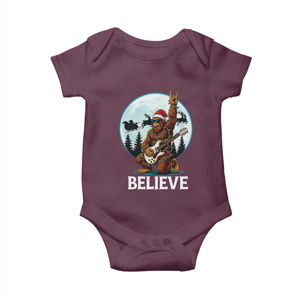 Christmas Bigfoot Baby Onesie Believe Funny Santa Rock N Roll - Wonder Print Shop