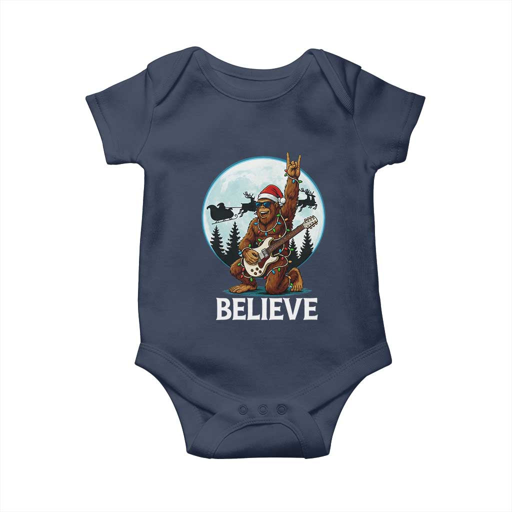 Christmas Bigfoot Baby Onesie Believe Funny Santa Rock N Roll - Wonder Print Shop