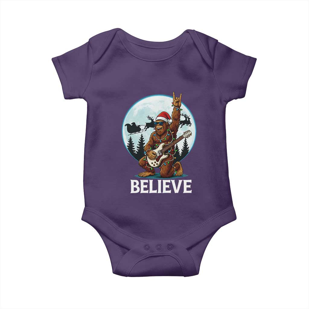 Christmas Bigfoot Baby Onesie Believe Funny Santa Rock N Roll - Wonder Print Shop