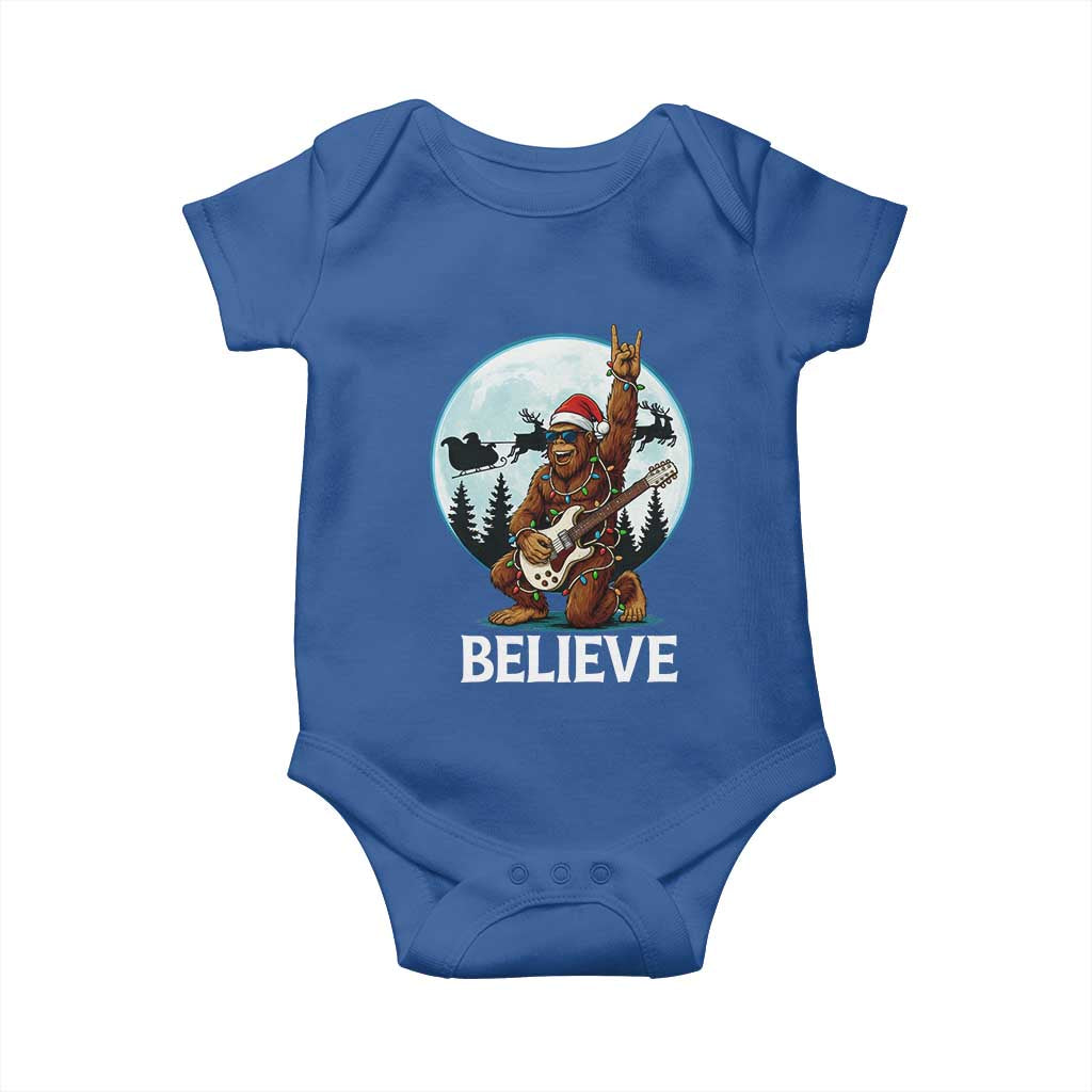 Christmas Bigfoot Baby Onesie Believe Funny Santa Rock N Roll - Wonder Print Shop