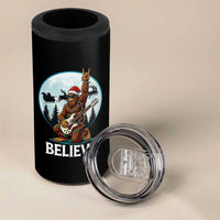 Christmas Bigfoot 4 in 1 Can Cooler Tumbler Believe Funny Santa Rock N Roll