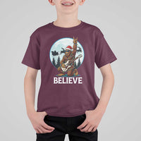 Christmas Bigfoot T Shirt For Kid Believe Funny Santa Rock N Roll - Wonder Print Shop