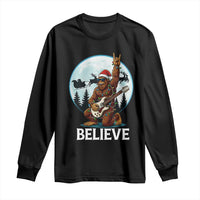 Christmas Bigfoot Long Sleeve Shirt Believe Funny Santa Rock N Roll - Wonder Print Shop