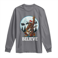 Christmas Bigfoot Long Sleeve Shirt Believe Funny Santa Rock N Roll - Wonder Print Shop