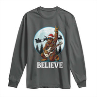 Christmas Bigfoot Long Sleeve Shirt Believe Funny Santa Rock N Roll - Wonder Print Shop