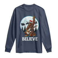 Christmas Bigfoot Long Sleeve Shirt Believe Funny Santa Rock N Roll - Wonder Print Shop