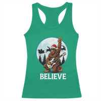 Christmas Bigfoot Racerback Tank Top Believe Funny Santa Rock N Roll - Wonder Print Shop