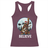 Christmas Bigfoot Racerback Tank Top Believe Funny Santa Rock N Roll - Wonder Print Shop