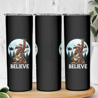 Christmas Bigfoot Skinny Tumbler Believe Funny Santa Rock N Roll