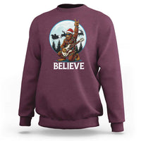 Christmas Bigfoot Sweatshirt Believe Funny Santa Rock N Roll - Wonder Print Shop