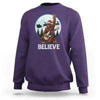 Christmas Bigfoot Sweatshirt Believe Funny Santa Rock N Roll - Wonder Print Shop