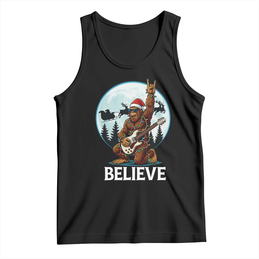 Christmas Bigfoot Tank Top Believe Funny Santa Rock N Roll - Wonder Print Shop