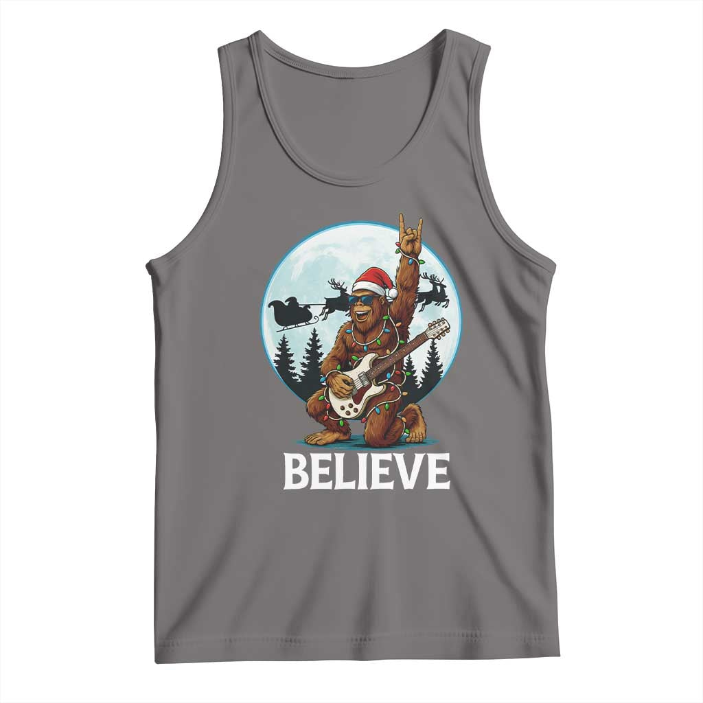 Christmas Bigfoot Tank Top Believe Funny Santa Rock N Roll - Wonder Print Shop