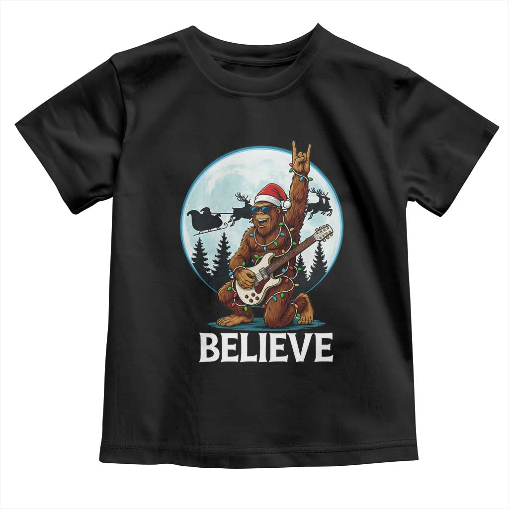 Christmas Bigfoot Toddler T Shirt Believe Funny Santa Rock N Roll - Wonder Print Shop