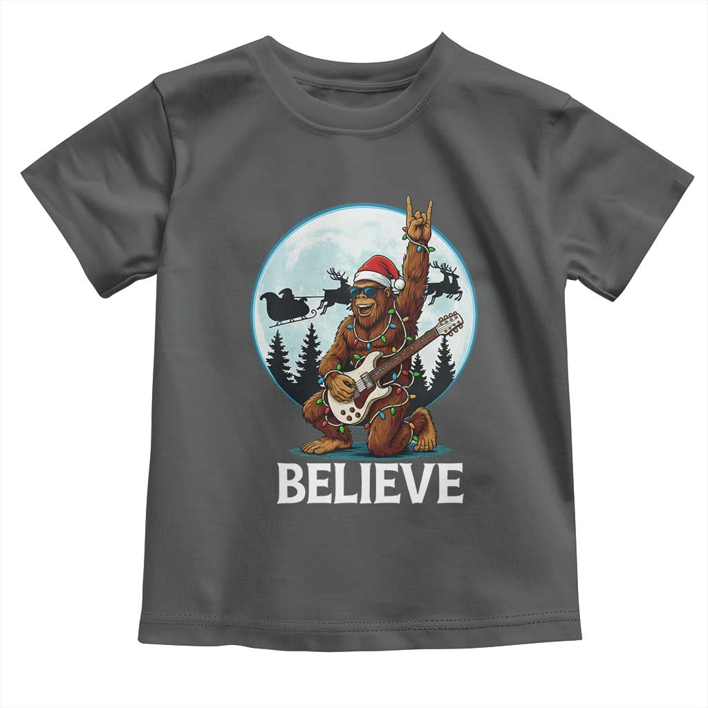 Christmas Bigfoot Toddler T Shirt Believe Funny Santa Rock N Roll - Wonder Print Shop