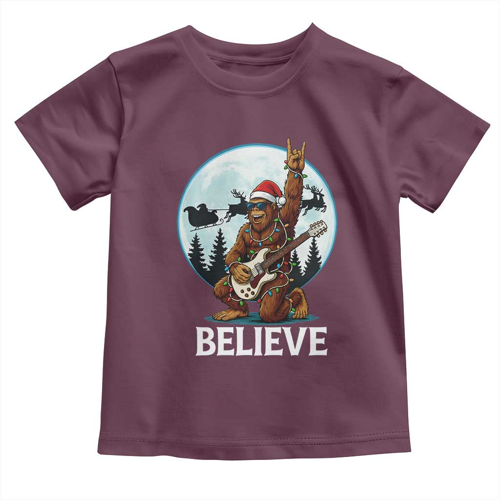 Christmas Bigfoot Toddler T Shirt Believe Funny Santa Rock N Roll - Wonder Print Shop