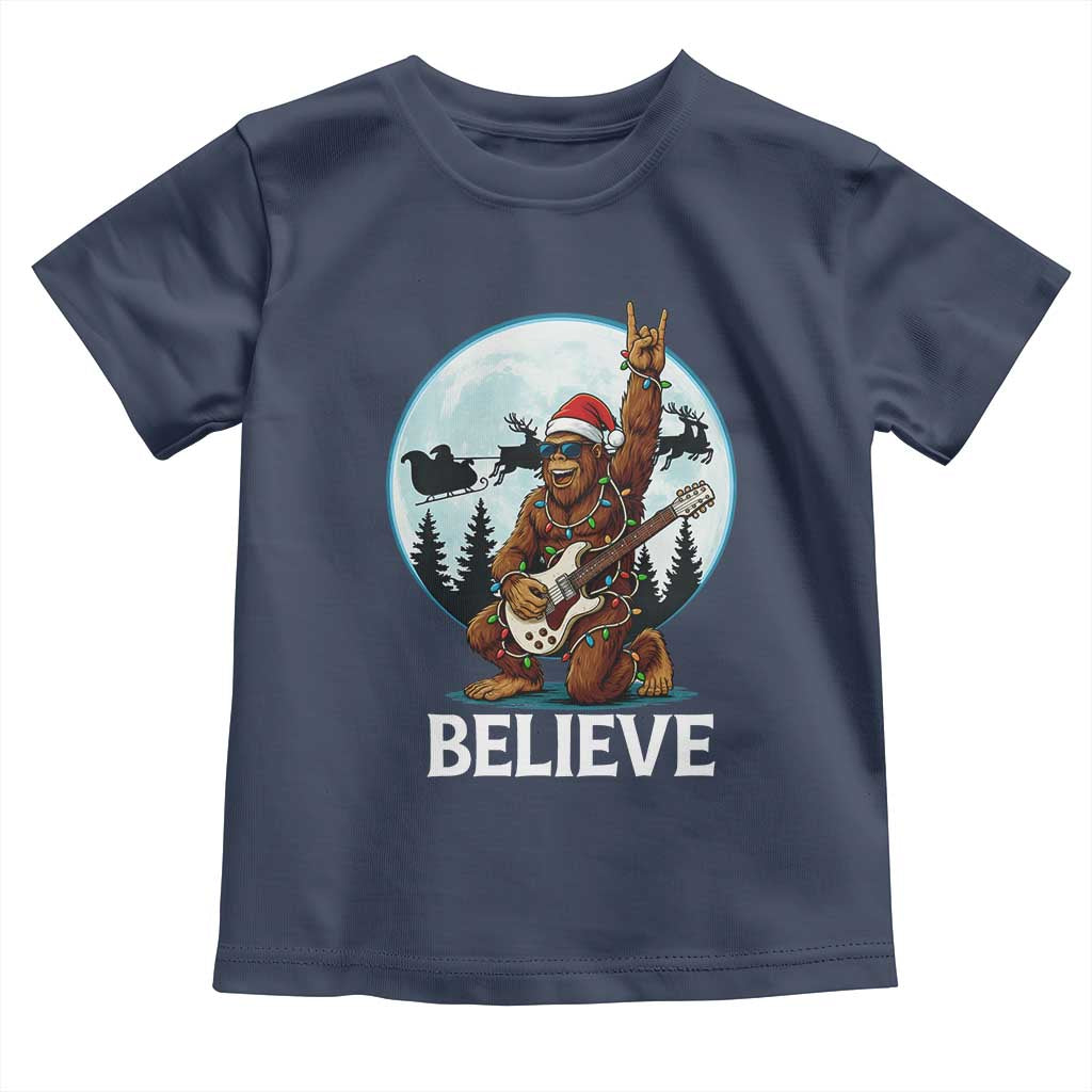 Christmas Bigfoot Toddler T Shirt Believe Funny Santa Rock N Roll - Wonder Print Shop
