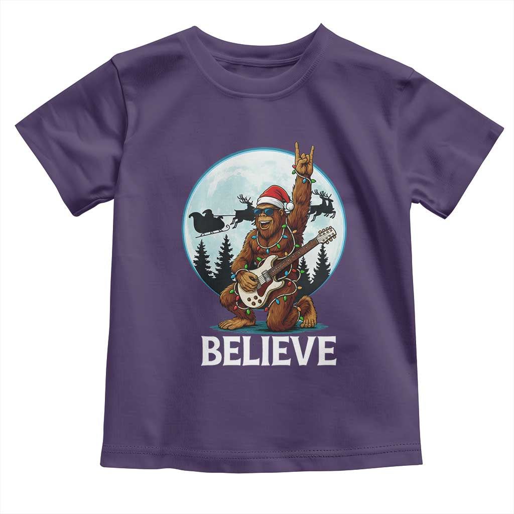 Christmas Bigfoot Toddler T Shirt Believe Funny Santa Rock N Roll - Wonder Print Shop