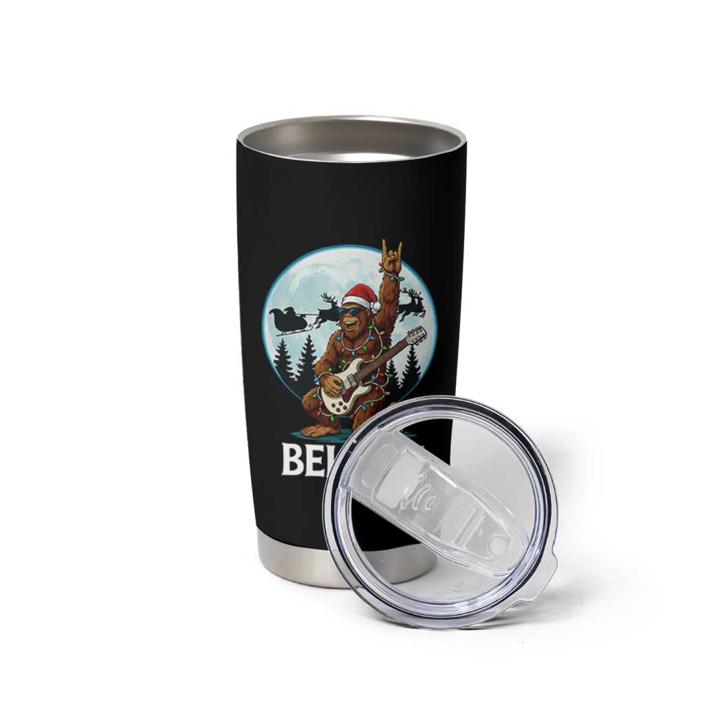 Christmas Bigfoot Tumbler Cup Believe Funny Santa Rock N Roll