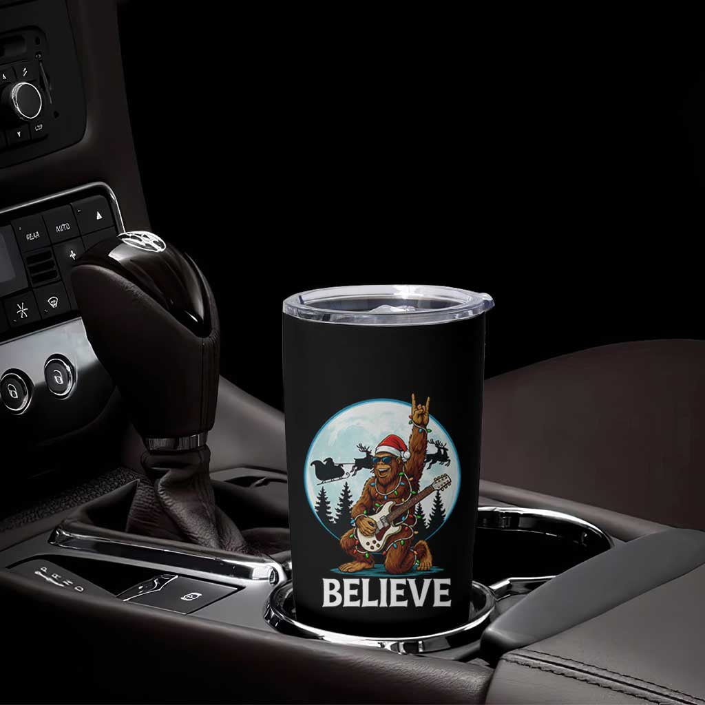 Christmas Bigfoot Tumbler Cup Believe Funny Santa Rock N Roll