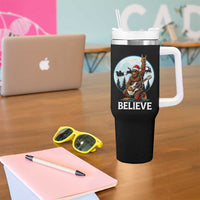 Christmas Bigfoot Tumbler With Handle Believe Funny Santa Rock N Roll
