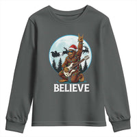 Christmas Bigfoot Youth Sweatshirt Believe Funny Santa Rock N Roll - Wonder Print Shop