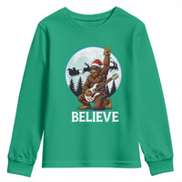 Christmas Bigfoot Youth Sweatshirt Believe Funny Santa Rock N Roll - Wonder Print Shop