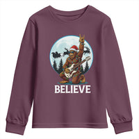Christmas Bigfoot Youth Sweatshirt Believe Funny Santa Rock N Roll - Wonder Print Shop