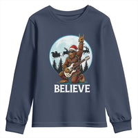 Christmas Bigfoot Youth Sweatshirt Believe Funny Santa Rock N Roll - Wonder Print Shop