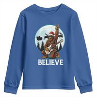 Christmas Bigfoot Youth Sweatshirt Believe Funny Santa Rock N Roll - Wonder Print Shop