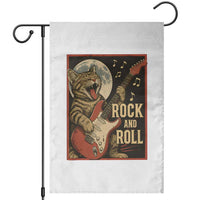 Funny Rock And Roll Garden Flag Cat Playing Electric Guitar Music Lover - Wonder Print Shop