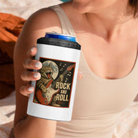 Funny Rock And Roll 4 in 1 Can Cooler Tumbler Cat Playing Electric Guitar Music Lover