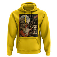 Funny Rock And Roll Hoodie Cat Playing Electric Guitar Music Lover - Wonder Print Shop