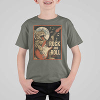 Funny Rock And Roll T Shirt For Kid Cat Playing Electric Guitar Music Lover - Wonder Print Shop