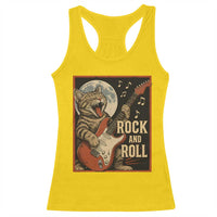 Funny Rock And Roll Racerback Tank Top Cat Playing Electric Guitar Music Lover - Wonder Print Shop