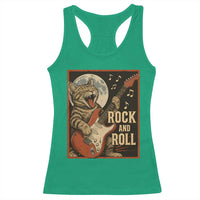 Funny Rock And Roll Racerback Tank Top Cat Playing Electric Guitar Music Lover - Wonder Print Shop