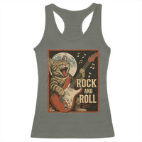 Funny Rock And Roll Racerback Tank Top Cat Playing Electric Guitar Music Lover - Wonder Print Shop