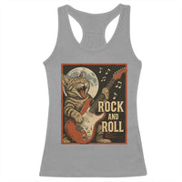 Funny Rock And Roll Racerback Tank Top Cat Playing Electric Guitar Music Lover - Wonder Print Shop