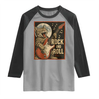 Funny Rock And Roll Raglan Shirt Cat Playing Electric Guitar Music Lover - Wonder Print Shop