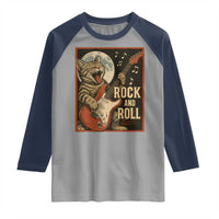 Funny Rock And Roll Raglan Shirt Cat Playing Electric Guitar Music Lover - Wonder Print Shop