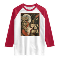 Funny Rock And Roll Raglan Shirt Cat Playing Electric Guitar Music Lover - Wonder Print Shop