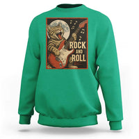 Funny Rock And Roll Sweatshirt Cat Playing Electric Guitar Music Lover - Wonder Print Shop
