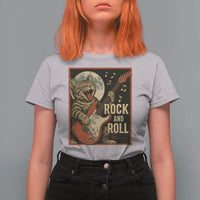 Funny Rock And Roll T Shirt For Women Cat Playing Electric Guitar Music Lover - Wonder Print Shop