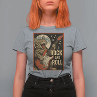 Funny Rock And Roll T Shirt For Women Cat Playing Electric Guitar Music Lover - Wonder Print Shop