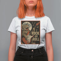 Funny Rock And Roll T Shirt For Women Cat Playing Electric Guitar Music Lover - Wonder Print Shop