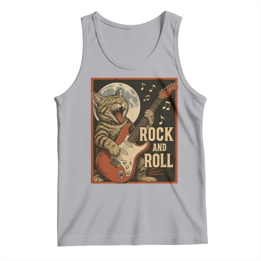 Funny Rock And Roll Tank Top Cat Playing Electric Guitar Music Lover - Wonder Print Shop